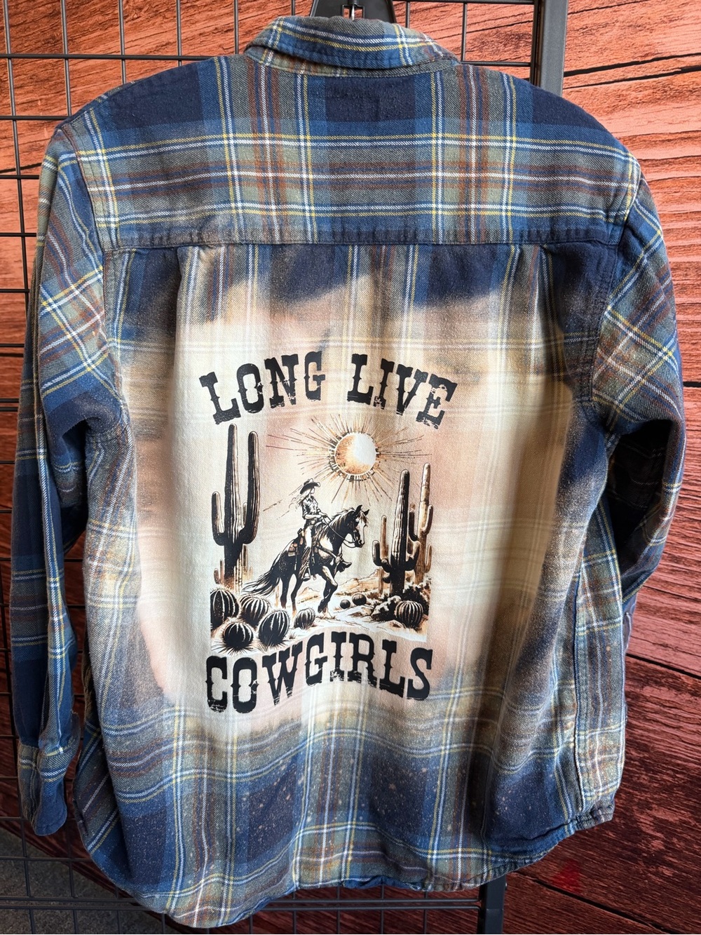 Upcycled Blue and Brown Plaid Flannel Shirt size med